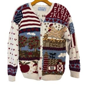 Vintage 90s Cottagecore Americana Farm Knit Cardigan | Northern Isles